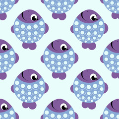 seamless pattern with fat funny fish. Vector illustration - 548341244