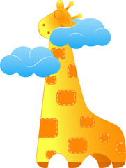 funny giraffe sleeps on a cloud. Vector illustration. isolate - 548341259