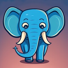 Cute elephant in cartoon flat style