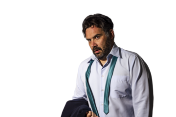 Tired man with a loose tie around his neck