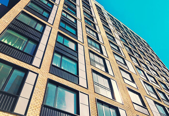 Modern real estate, residential apartment building with panoramic windows