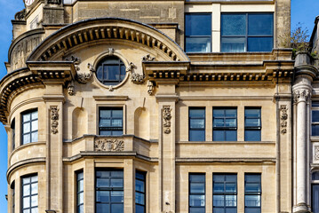 Cardiff City high street view in a sunny autumn day