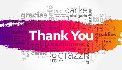 Fototapeta premium How to Say Thank You in Different Languages, word cloud concept background in many languages