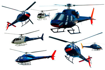 Set of helicopters in motion isolated on white background © JackF