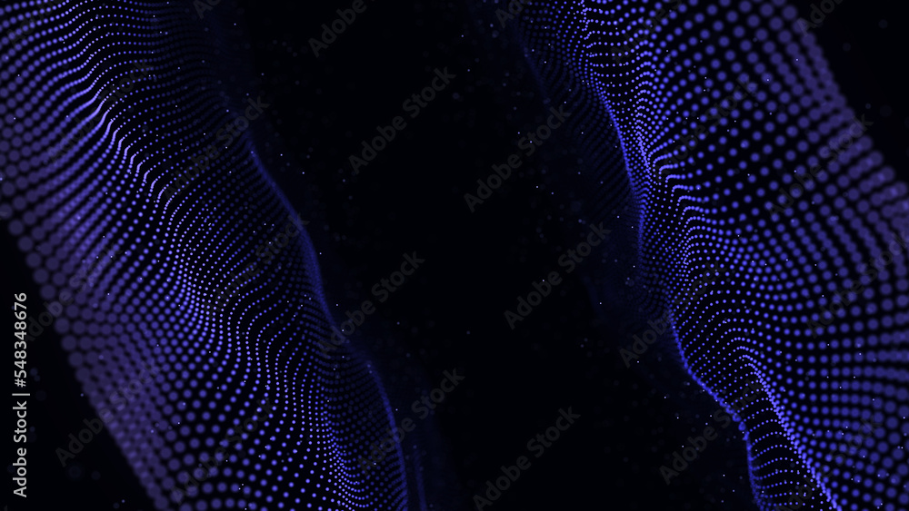 Aufkleber digital gradient two waves on the dark background. the futuristic abstract of information ocean. ana