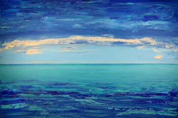 Naklejka na ściany i meble Abstract art painting about ocean