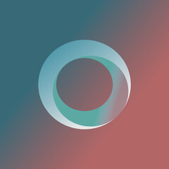 3D circle in light blue and dark blue with  symbols