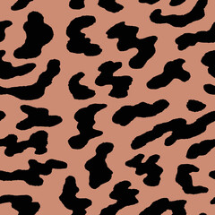 Abstract modern leopard seamless pattern. Animals trendy background. Beige and black decorative vector stock illustration for print, card, postcard, fabric, textile. Modern ornament of stylized skin