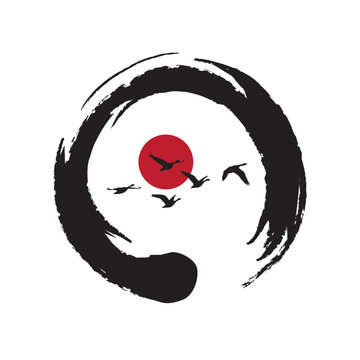 zen symbol and birds