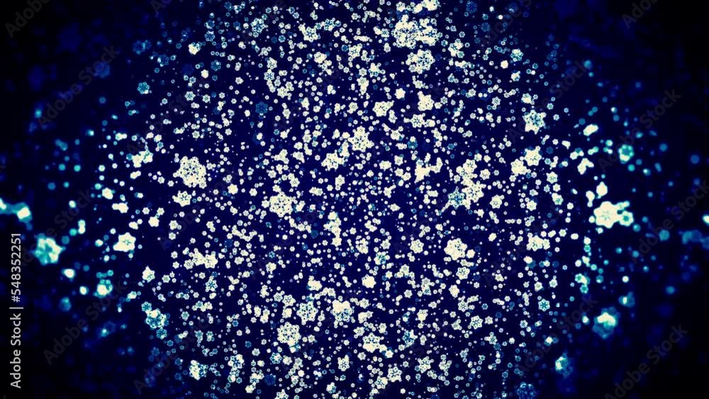 Poster abstract background with lots of snowflakes. motion. snowflakes move in air like bacteria. a lot of 