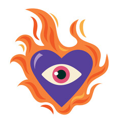 heart with eye on fire