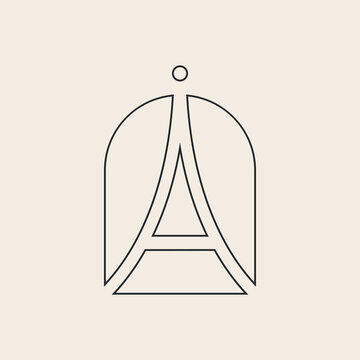 a paris eiffel line art logo design vector illustration