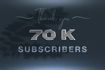 70 K  subscribers celebration greeting banner with Chrome Design
