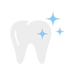 Shiny, healthy tooth. Healthy tooth with glowing effect, teeth whitening concept.
