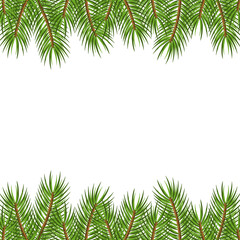 Fototapeta na wymiar Christmas tree branches on white background