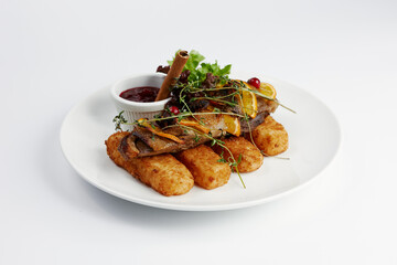 hot dish of fish and nuggets