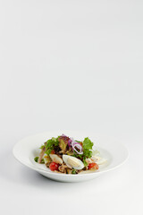 fresh greek salad with egg and vegetables