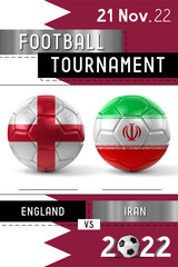 England and Iran football match - Tournament 2022 - 3D illustration