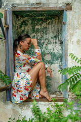 A Lovely Spanish Model Poses In The Abandoned Ruins Of A Hacienda In The Mexican Province Of...