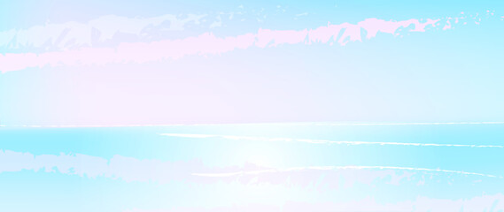 Amazing sea view. Sunny and light  abstract background. Pastel blue and pink design. 