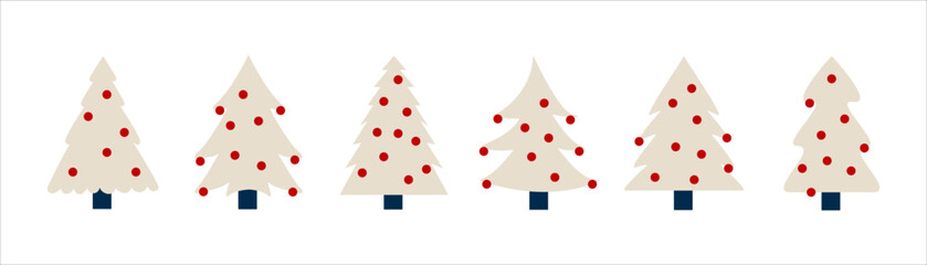 Christmas tree sets. Vector illustration.