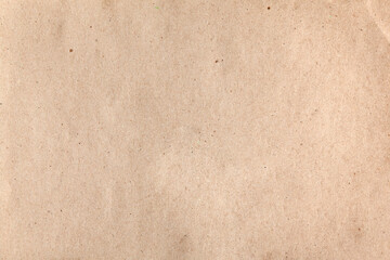 An empty sheet of rough crumpled brown kraft paper with grain inclusions