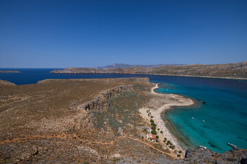 General view from Gramvousa fortress with Gramvousa beach on the foreground