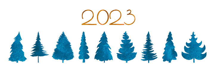 Obraz premium Blue fir trees isolated on white background .