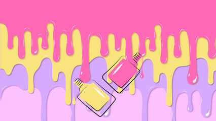 Colorful rainbow nail polish drop for nail studio for beauty salon. Vector illustration