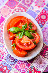 Fresh and raw tomato salad