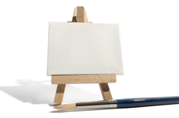 Wooden easel with blank canvas