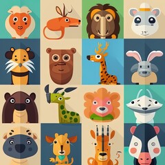 Cartoon animals in flat design