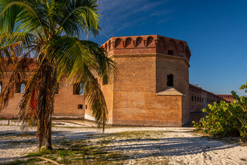 Fototapeta na wymiar Fort Jefferson in the Dry Tortugas Beneath a Blue Sky