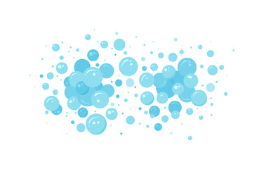 Soap bubble vector water background, blue foam shower, bath shampoo suds splash. Wash, sea pattern, bathroom soapy, clean underwater texture. Soda, laundry, carbonated fun illustration - obrazy, fototapety, plakaty