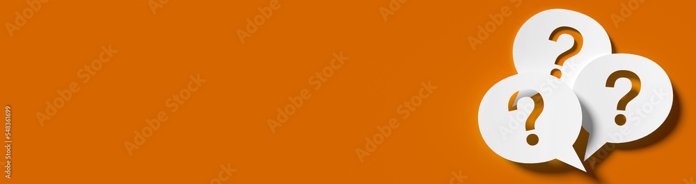 Poster question mark in front of a red color wall background. business support concept - 3d rendering.