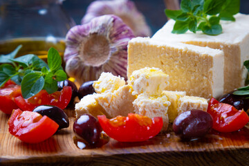 Greek feta cheese with olives