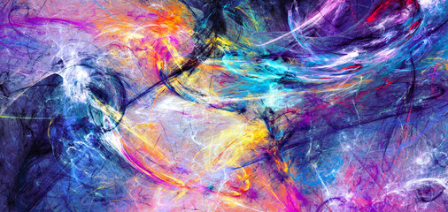 Abstract multicolor paint background. Artistic color painting. Fractal artwork for creative graphic design