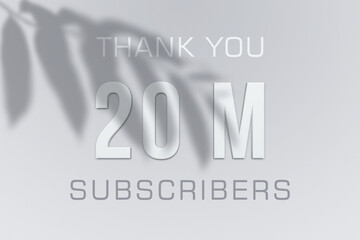 20 Million subscribers celebration greeting banner with Minimal Design