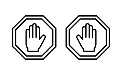 Obraz premium Stop icon vector for web and mobile app. stop road sign. hand stop sign and symbol. Do not enter stop red sign with hand
