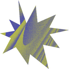 Abstract transparent halftone grunge burst shape.