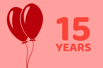 15 years logo. Illustration for celebration anniversary. Concept 15 Birthday. fifteen years. Balls on pink background. Inscription 15 symbolizes birthday celebrations. fifteen anniversary