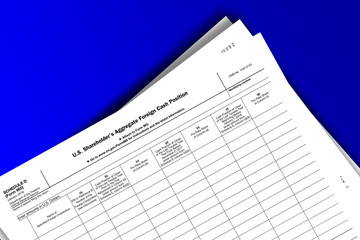 Form 965 (Schedule D) documentation published IRS USA 12.21.2018. American tax document on colored