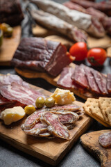 Charcutierie board with various cold cuts