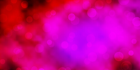 Dark Pink vector pattern with circles.