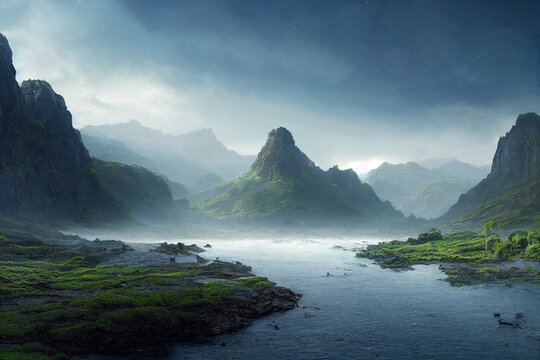 Mountain River Landscape