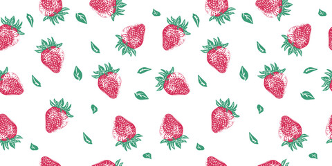 Seamless pattern strawberry fruit vector illustration