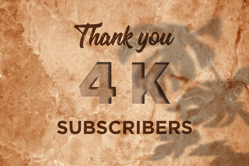 4 K  subscribers celebration greeting banner with Marble Engraved Design