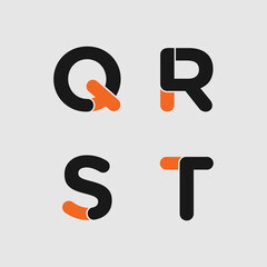 set of letter font q r s t logo design with creative concept