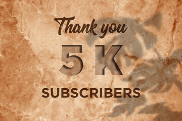 5 K  subscribers celebration greeting banner with Marble Engraved Design