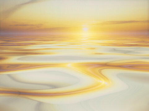 Golden dawn or dusk over calm water